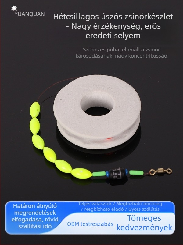 Hetes csillagos horgászati vonal készlet, fő vonallal és nyolcas alakú gyűrűvel, kézzel kötött, kész halászati vonal készlet