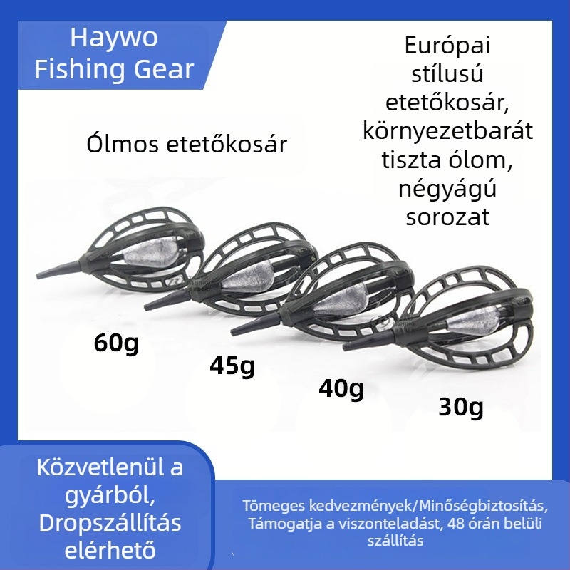 Négyszárnyú csaliháló, 30–60 g súly, kiegyensúlyozó súly, európai stílusú pontyhorgászathoz