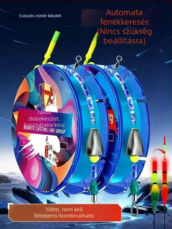 Teljes horgászvonal-készlet úszókkal nappali és éjszakai használatra, alkalmas szikla- és műcsalis horgászatra, hosszú dobásokhoz, automatikus aljkeresés, beállítás nélkül