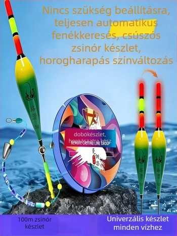 Teljes horgászvonal-készlet úszókkal nappali és éjszakai használatra, alkalmas szikla- és műcsalis horgászatra, hosszú dobásokhoz, automatikus aljkeresés, beállítás nélkül