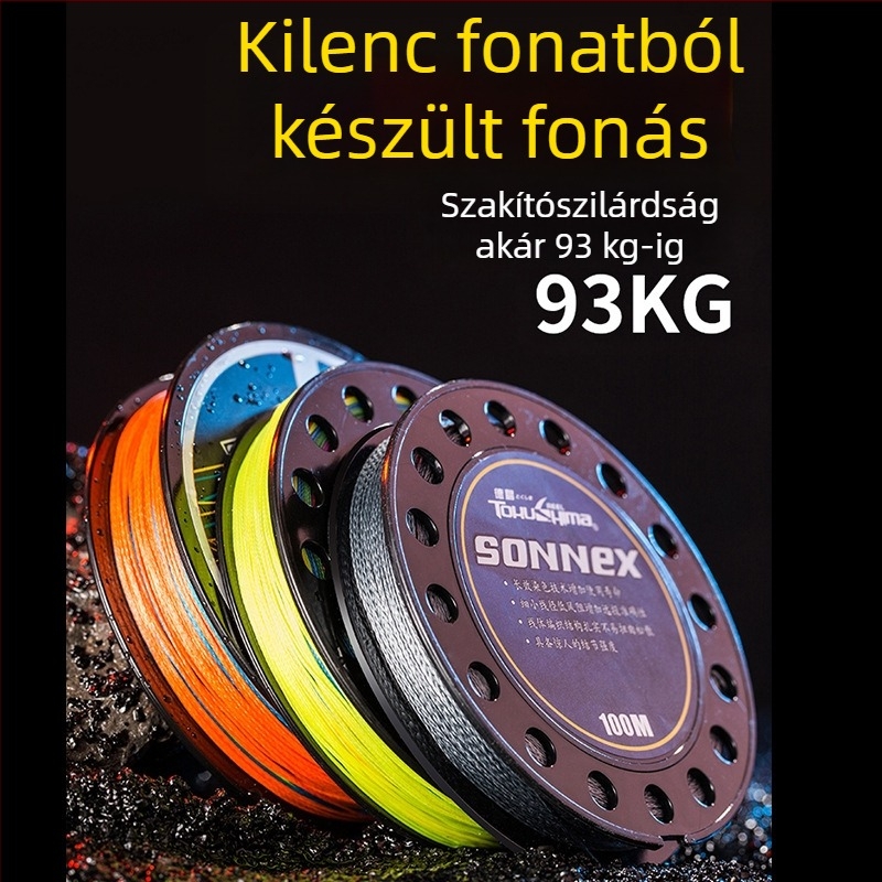 PE kötött horgász zsinór, 100 m, 4- vagy 8-szálas fő zsinór, előke a műcsalikhoz, tengeri horgászat