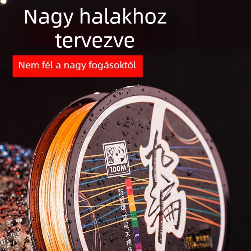 PE kötött horgász zsinór, 100 m, 4- vagy 8-szálas fő zsinór, előke a műcsalikhoz, tengeri horgászat