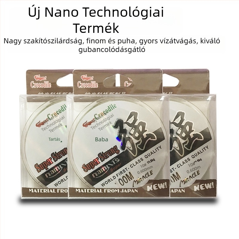 100 m nylon főzsinór horgászathoz, előtétzsinórral (leader) – nagy szakítószilárdságú, nem tekeredik