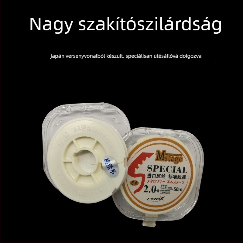 Mstage japán márkájú átlátszó nylon főzsinór, 50 m, versenyszerű horgászatra alkalmas főzsinór és kiegészítő zsinór