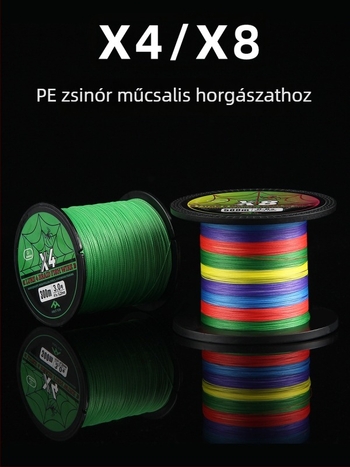 Haodun PE horgászorsó kötött tengeri horgászatra, 8 szálas, 500 m; 4 szálas harapásálló zsinór csalihorgászatra, 300 m; 10 m egyszínű orsó
