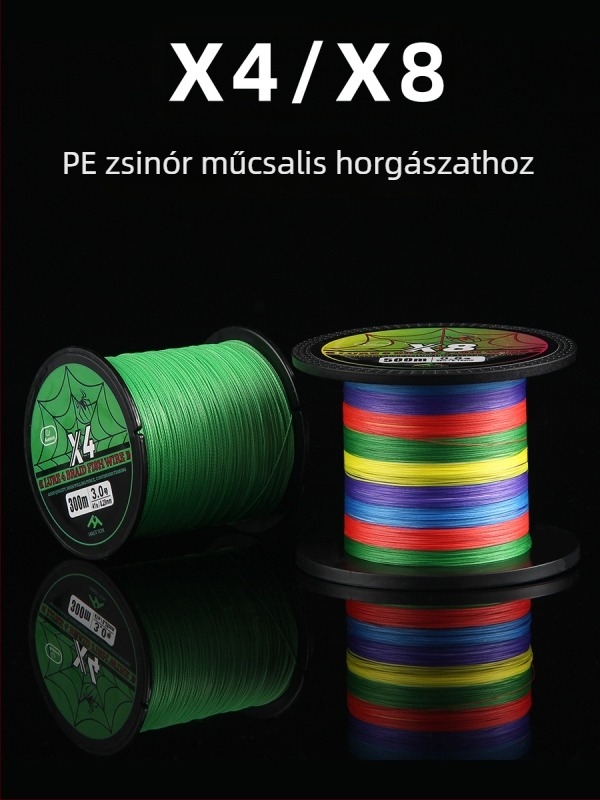 Haodun PE horgászorsó kötött tengeri horgászatra, 8 szálas, 500 m; 4 szálas harapásálló zsinór csalihorgászatra, 300 m; 10 m egyszínű orsó