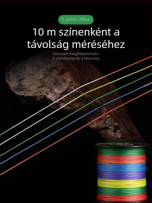 Haodun PE horgászorsó kötött tengeri horgászatra, 8 szálas, 500 m; 4 szálas harapásálló zsinór csalihorgászatra, 300 m; 10 m egyszínű orsó