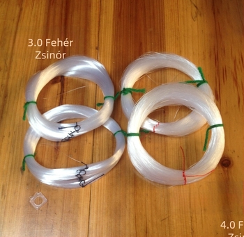 Fehér nylon horgászvonal és horogzsinór készlet