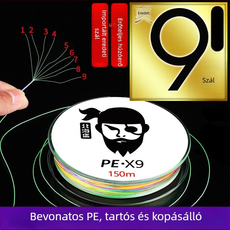 Beihai Pirate 9‑szálas fonott PE főzsinór, 100 m, zsinór műcsalikhoz