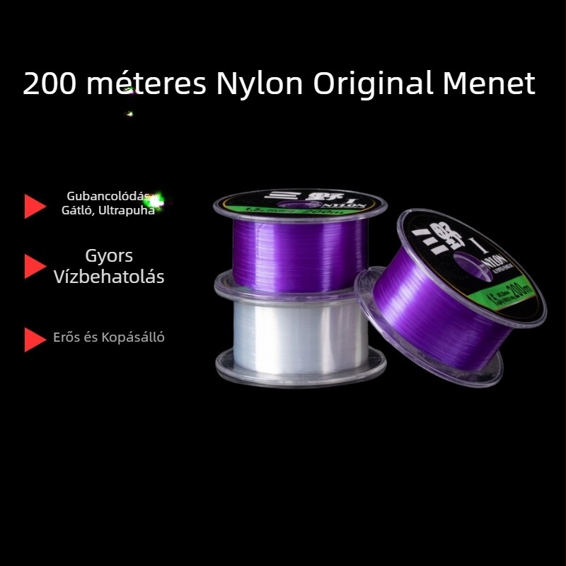 200 m Nylon horgászzsinór – fő zsinór és vezetővel – hosszú dobású szikla- és parti horgászathoz, kézzel készített