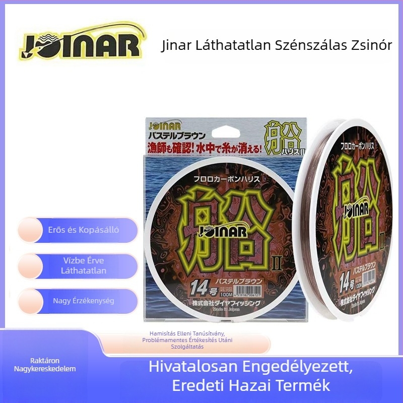 Szénszálas vezető zsinór, láthatatlan, 50 m vagy 100 m, tengeri horgászathoz