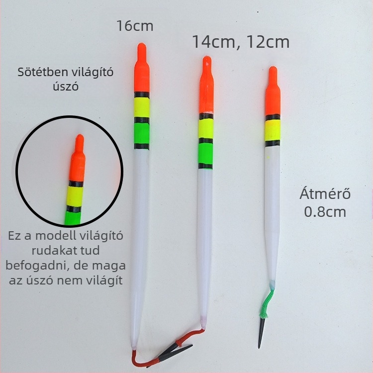 Műanyag horgászúszó, hagyományos formájú, nagy kerek fejű, éjszakai fényt adó