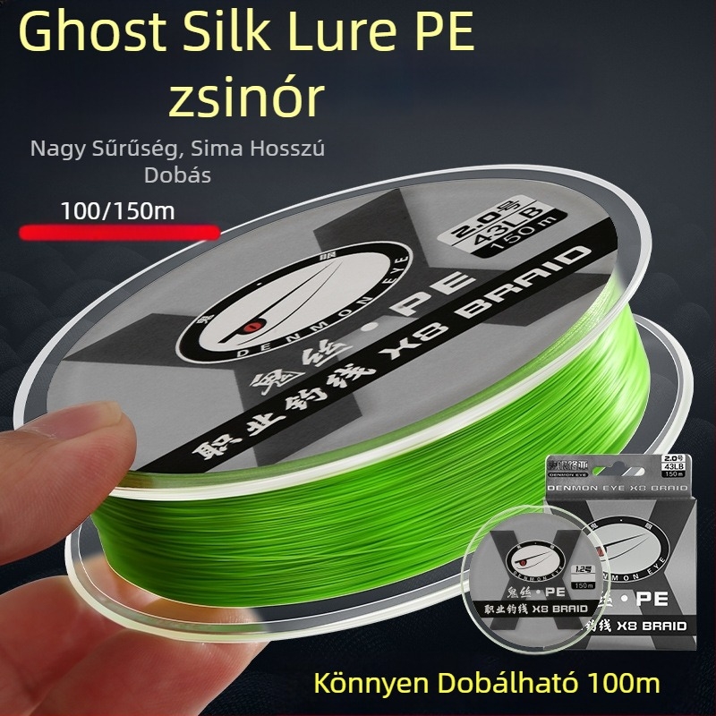Heidi Ghost Silk PE fő damil, 8 szálas, rendkívül sima, magas szakítószilárdságú, hosszú dobásokhoz, mikro csalira