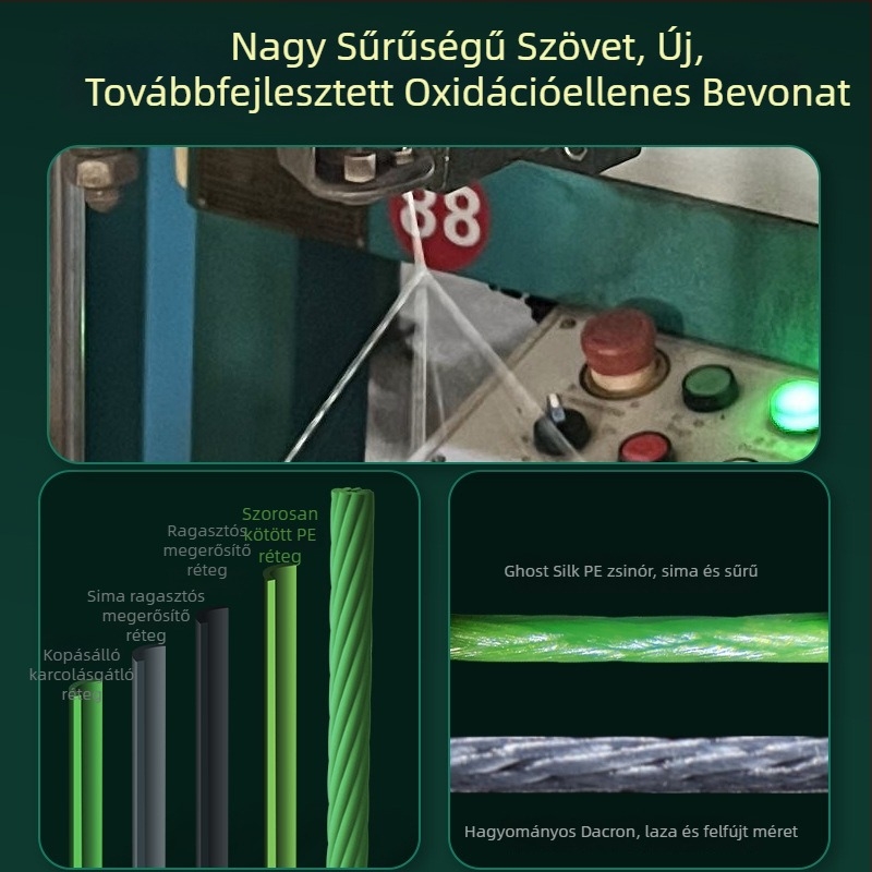 Heidi Ghost Silk PE fő damil, 8 szálas, rendkívül sima, magas szakítószilárdságú, hosszú dobásokhoz, mikro csalira