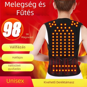 Uniszex önmelegítő vállvédő felső, mágneses terápiás háti mellény