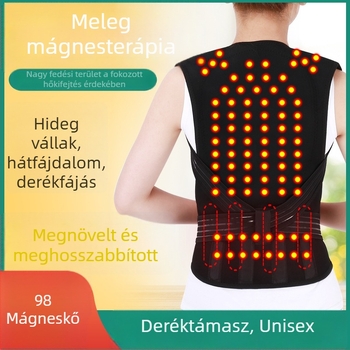 Uniszex önmelegítő vállvédő felső, mágneses terápiás háti mellény