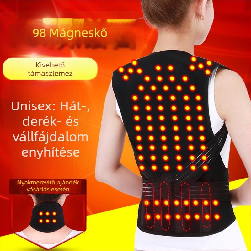 Uniszex önmelegítő vállvédő felső, mágneses terápiás háti mellény