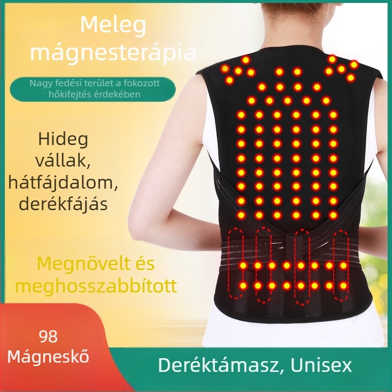 Uniszex önmelegítő vállvédő felső, mágneses terápiás háti mellény