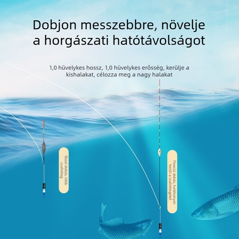 Galambtojás alakú horgászúszó, szél- és hullámtűrő, áramellenálló, nano vékony farokkal