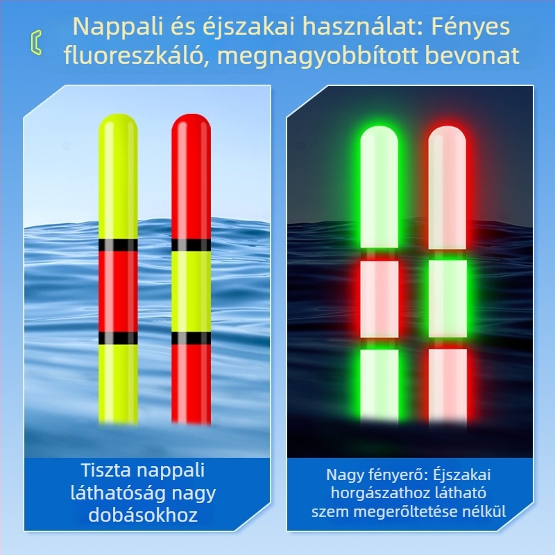Színváltó, megvastagodott hagyományos szikla- horgászatra világító úszó, nagy halakhoz, magas érzékenységű csalihalász úszó nagy felhajtóerővel