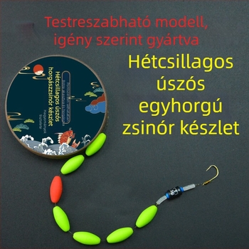 Hetes csillagos úszósor készlet kötött horoggal és fő damillal karászhoz