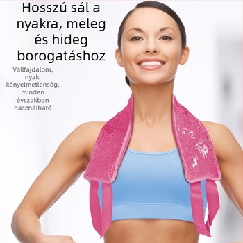 Ismételten használható gél hűtőcsomag, hosszú sávos jégpad – meleg és hideg terápia vállra és nyakra, PVC gél gyöngyökkel
