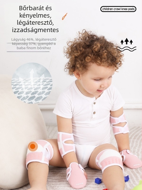 Gyerekeknek szánt térdvédők, könyökvédők és tenyérvédők, csúszásmentes, állítható, légáteresztő