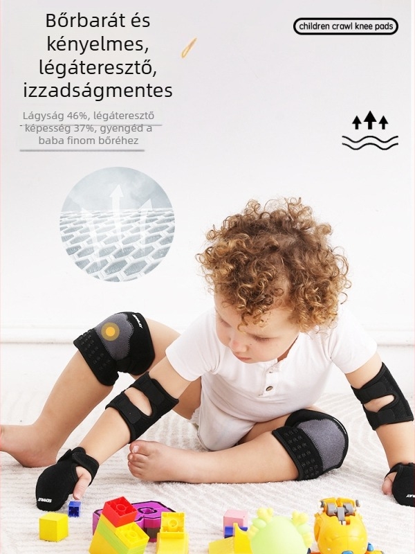 Gyerekeknek szánt térdvédők, könyökvédők és tenyérvédők, csúszásmentes, állítható, légáteresztő