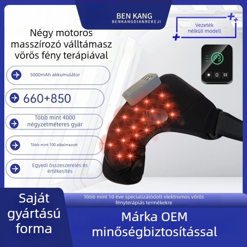 Vörös fényterápiás masszázsöv fűtő és LED terápiával vállakhoz, térdekhez és derékhoz