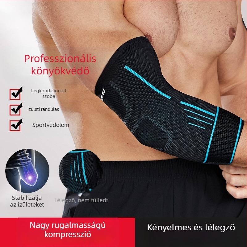 Légáteresztő könyökvédő kosárlabdára, tenisze és fitneszre — professzionális kompressziós könyök-támogatás pánttal