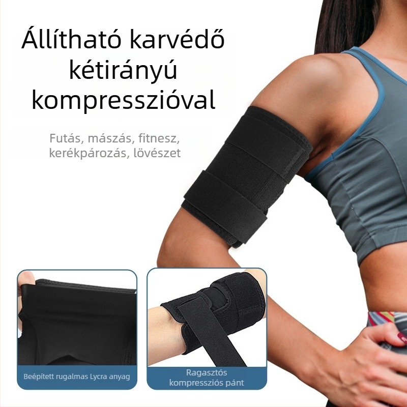 Könyök- és alkarvédő Velcro-övvel, elasztikus kompresszióval, perforált pánttal