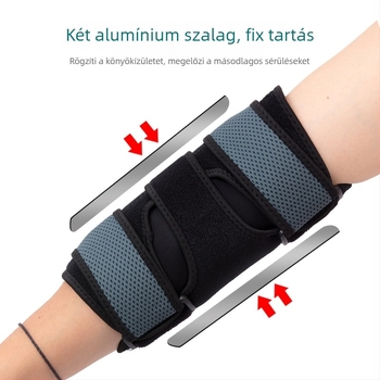 Sportos könyökvédő acéllemezzel, légáteresztő, állítható, csúszásmentes