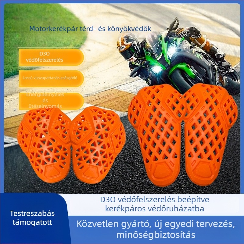 D3O polimer ütésálló térd- és könyökvédő, integrált PU puha védelem, motoros ruházathoz, kerékpározáshoz és síeléshez