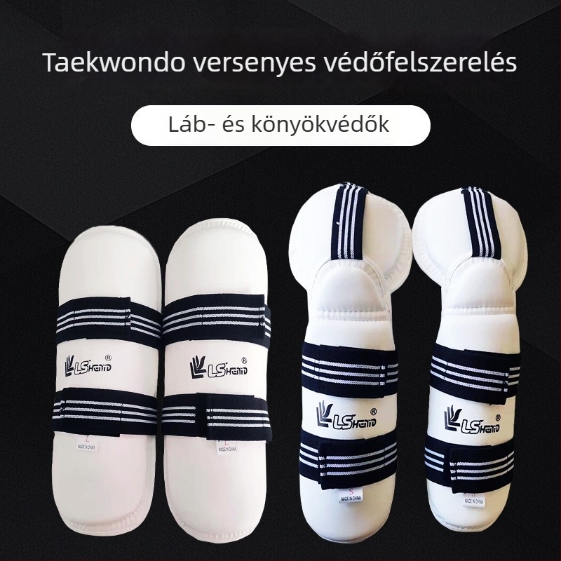 Taekwondo védőfelszerelés készlet meghosszabbított könyökvédőkkel és lábszárvédőkkel harci és boksz edzéshez