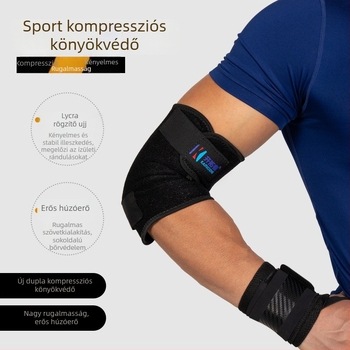 Légáteresztő könyökvédő kompressziós kialakítással, csúszásmentes elasztikus tekerccsel edzéshez és sporthoz
