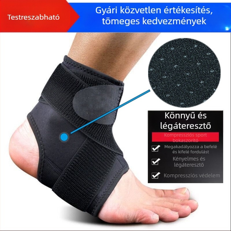 Kompressziós bokarögzítő a húzódások elleni védelemért, légáteresztő keresztkötéses támogatás futáshoz, kosárlabdához és futballhoz