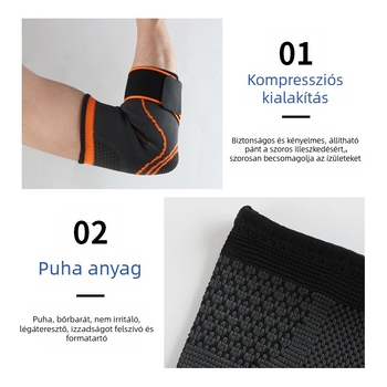 Kompressziós könyökvédő szalag – könnyű védelem sporthoz, kosárlabdához és súlyemeléshez (spandex)
