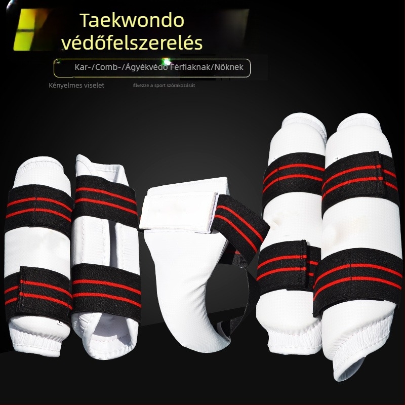 Taekwondo láb- és karvédők, ágyékvédő, versenyre szánt védőfelszerelés, Sanda könyökvédő