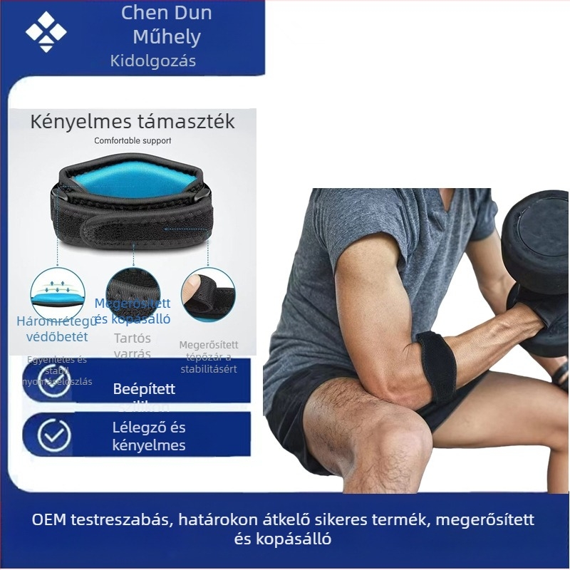 Sport könyökvédő, állítható kompressziós védelemmel a könyöknek, futáshoz, kerékpározáshoz, tenishez és más sportokhoz.