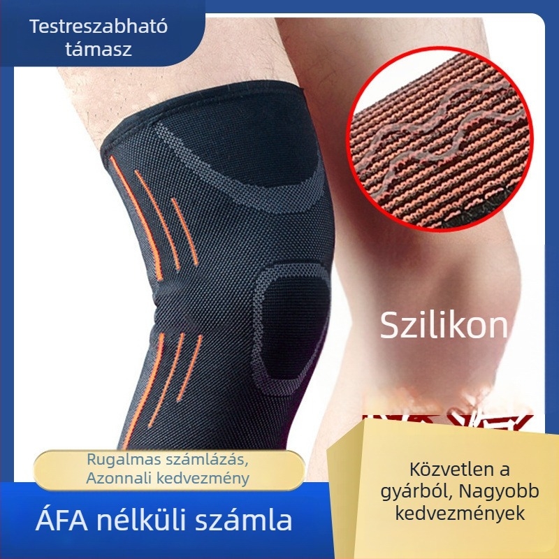 Sport térdvédők - kötött, szilikon csúszásmentes felülettel, futáshoz, kosárlabdázáshoz, hegymászáshoz, tollaslabdához és kerékpározáshoz