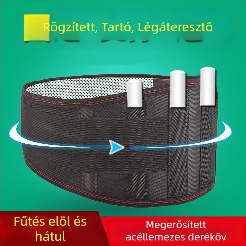 Turmalin önmelegítő derékvédő öv acéllemez bevonattal, légáteresztő és kényelmes deréktámasz