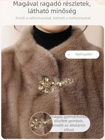 Női műszőrme kabát, középhosszú, elegáns mindennapi viselethez, őszi-téli 2025