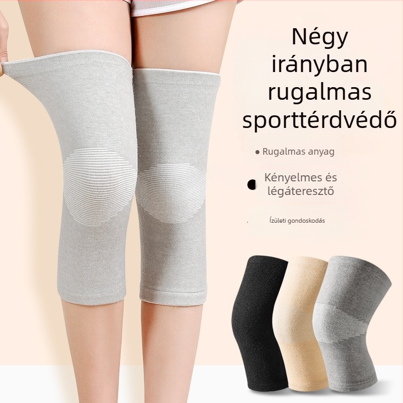 Négyirányú elasztikus kötött térdvédő őszi-téli melegítéshez, varrás nélküli védelem felnőtteknek