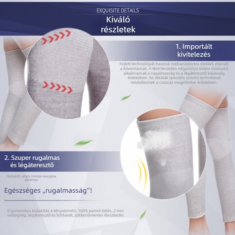 Hosszított bambuszszén térd- és lábvédők, sporttérdvédők, ízületi melegítés klímás helyiségekben