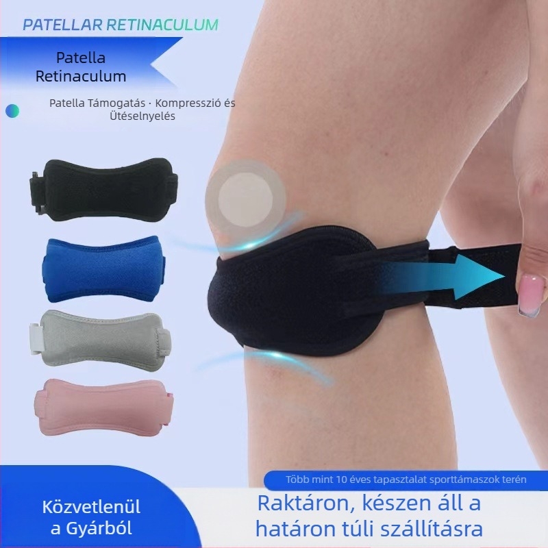 Szilikon kompressziós térdöv patella-támogatással – futáshoz, badmintonhoz, kerékpározáshoz és túrázáshoz, ütéscsillapítás