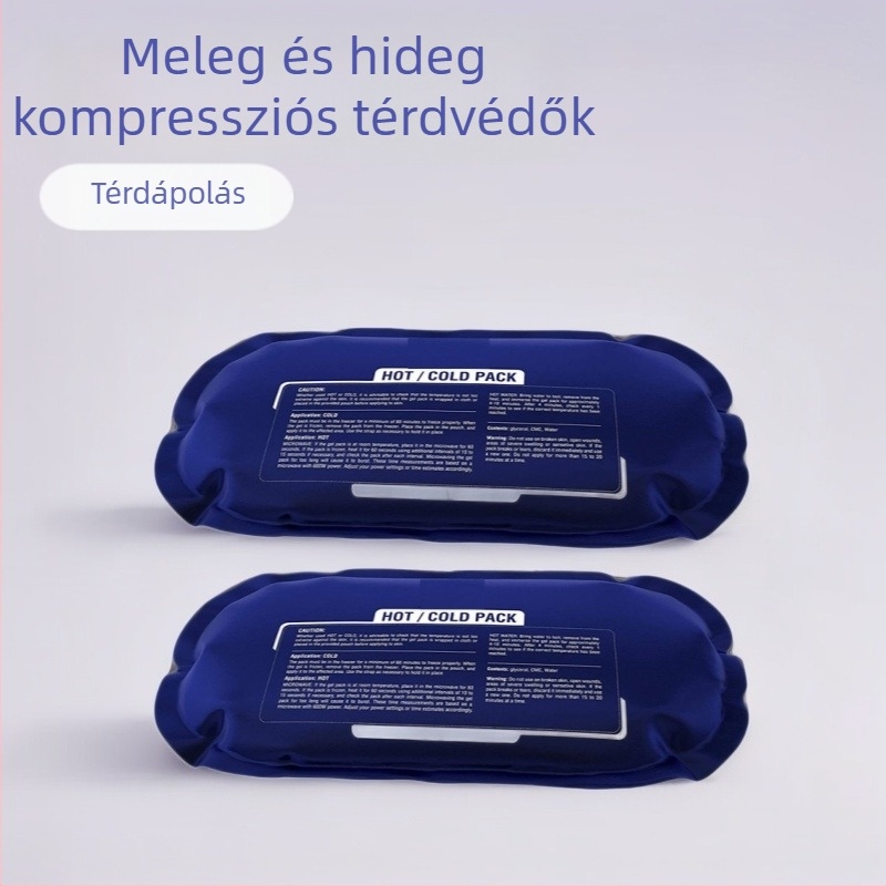 Gél térdortézis sérülés utáni gyógyuláshoz, meleg–hideg terápia, puha jégcsomag és rögzítő pánt
