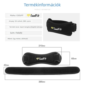 CoolFit térdprotektor patella-kompressziós pánttal kültéri kerékpározáshoz, túrázáshoz és kosárlabdához