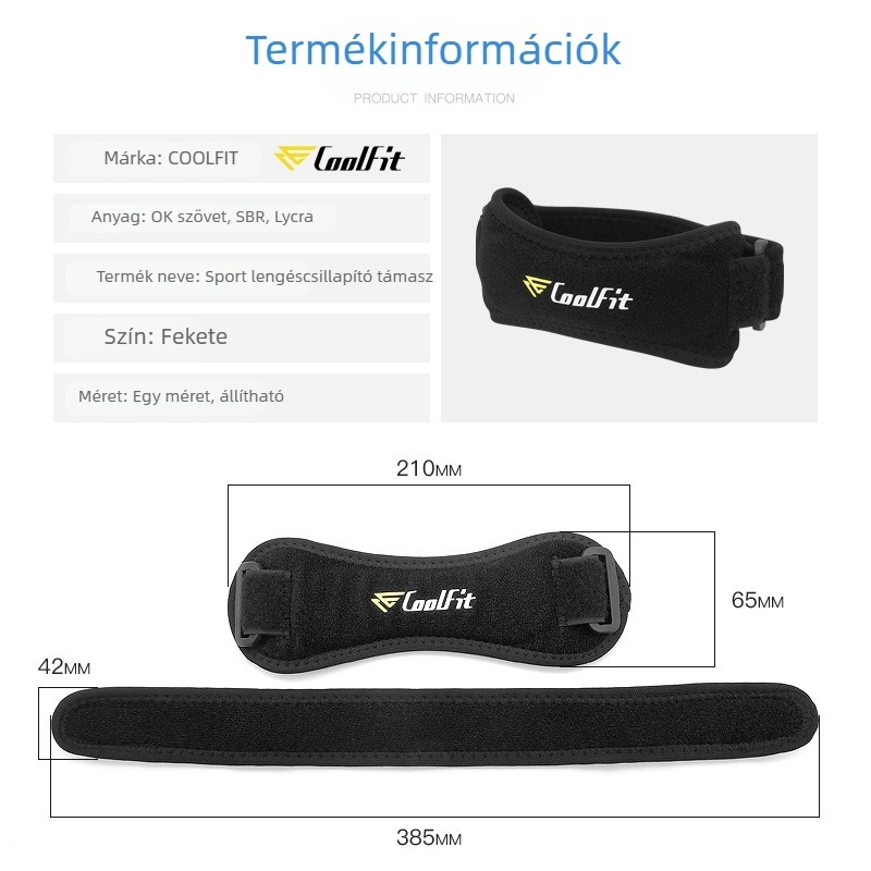 CoolFit térdprotektor patella-kompressziós pánttal kültéri kerékpározáshoz, túrázáshoz és kosárlabdához