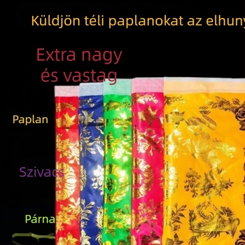 Selyem paplan garnitúra sárkány és Főnix motívummal, vastag, XL méret, ősökhöz kapcsolódó szertartásokhoz
