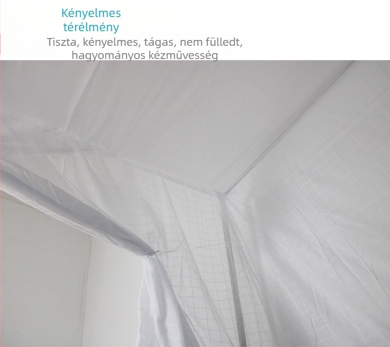 ZQ hagyományos ágyszúnyogháló, méretek 1.5–1.8 m, porvédő felső textile, lotus motívum, 2 m ágyhoz